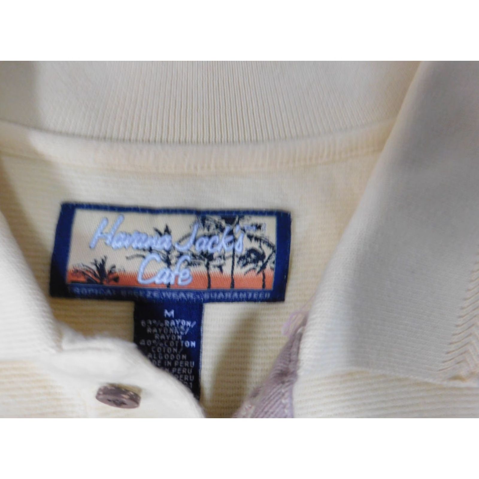 Vintage Havana Jack's Cafe Polo shirt Mens Medium Beige Striped Short Sleeve Collared Logo Cotton Polyester Blended Fabric Vintage No Model: nike Sports Logo Size US M / EU 48-50 / 2 - 5 Thumbnail