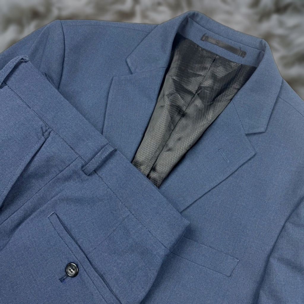 Lindbergh Men's Suit Blue 2 Piece Slim Fit 36R White Polyester Blend