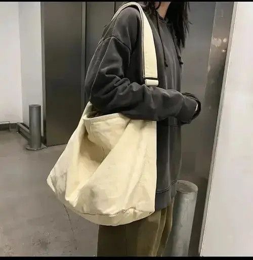 Vintage Large Canvas Crossbody Bag in White, Men's