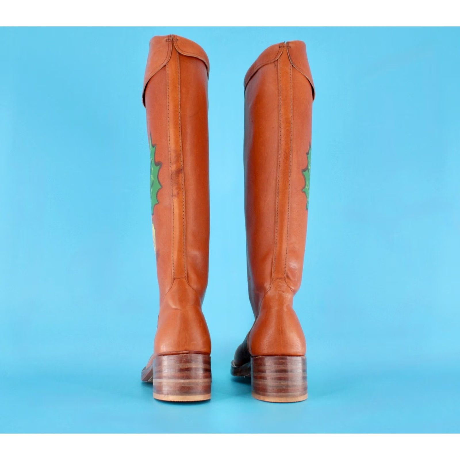 Vintage VINTAGE 70s Polly Crockett Brown Painted Leaf Campus Boots Womens Size 9 N 1970s Size US 9 / IT 39 - 6 Thumbnail