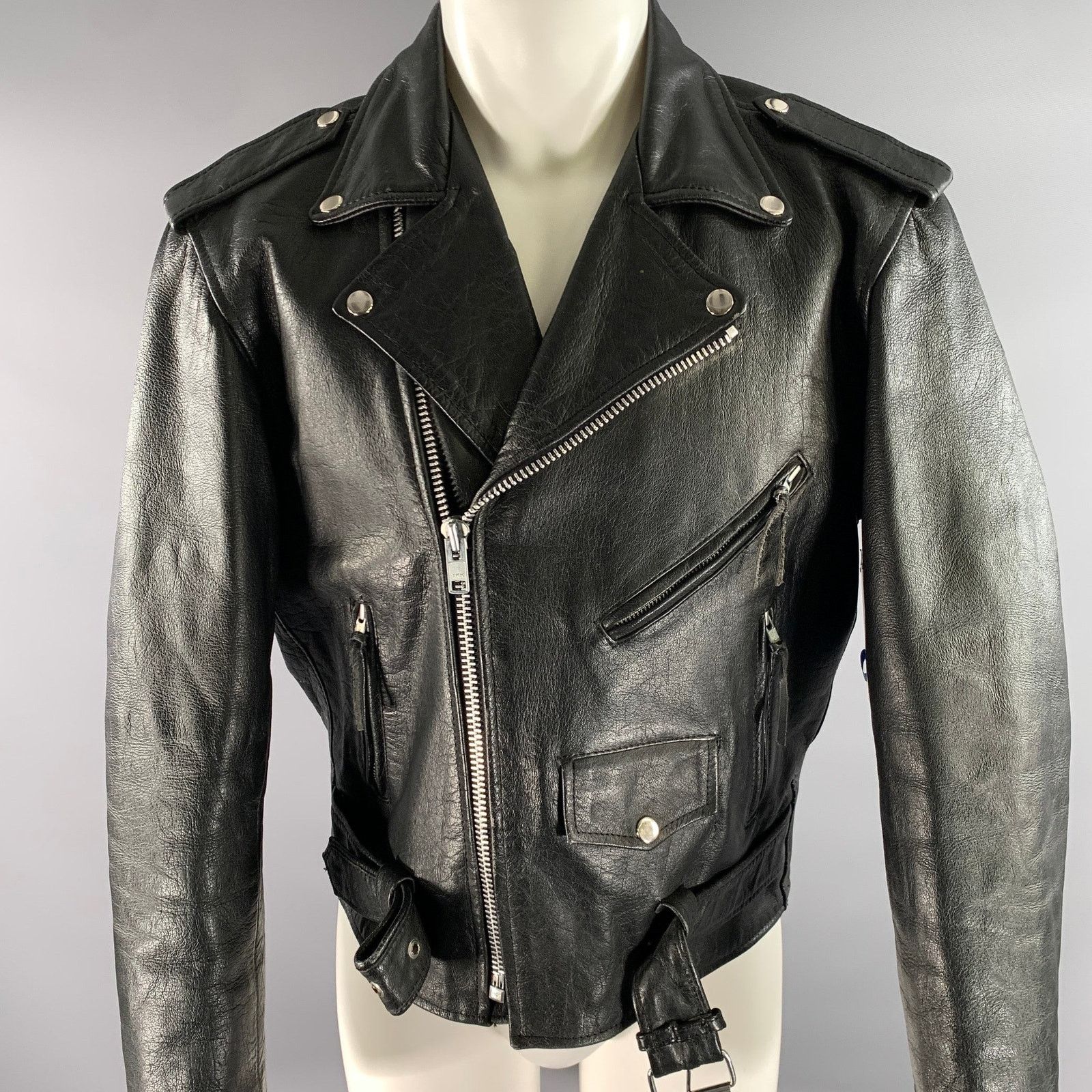 Other UNIK Size 42 Black Leather Moto Racer Jacket Size US XL / EU 56 / 4 - 2 Thumbnail
