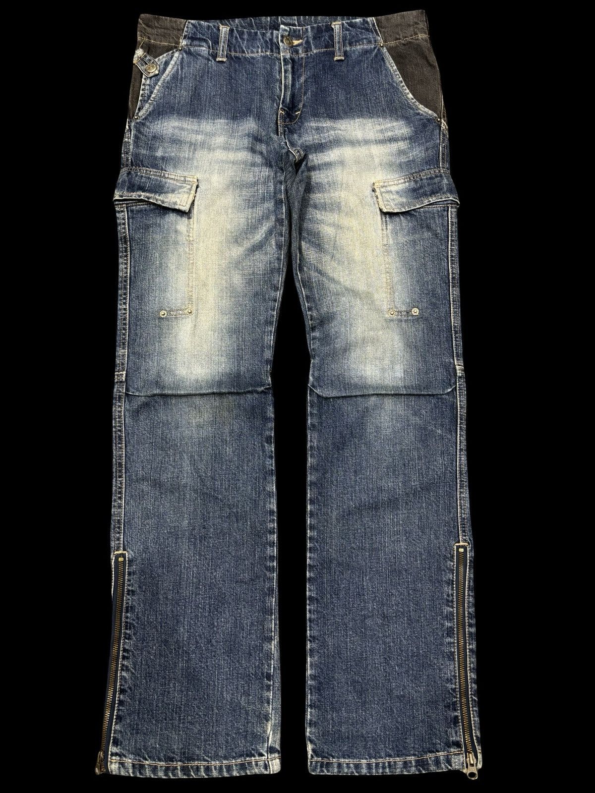 Japanese Brand PPFM Japan Custom Performance Two Tones Cargo Biker Denim Size US 33 - 1 Thumbnail