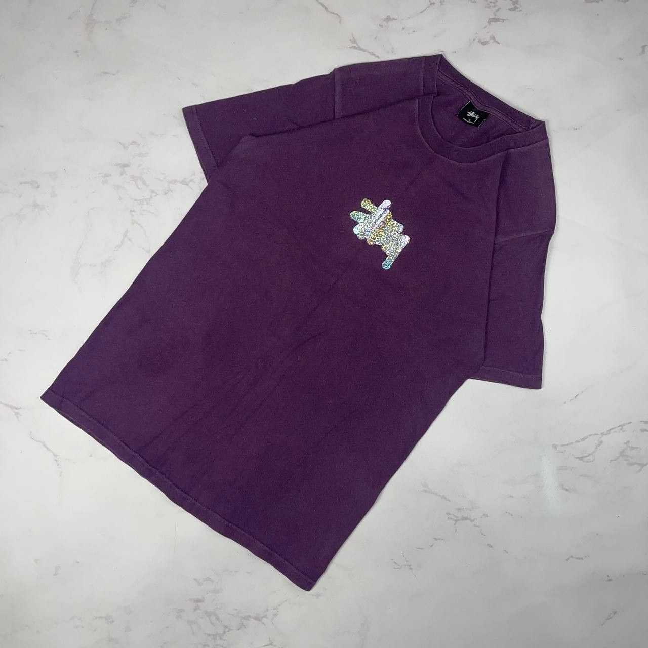 Stussy STUSSY T-Shirt Purple Glitter Logo Tee Size S Size US S / EU 44-46 / 1 - 1 Thumbnail