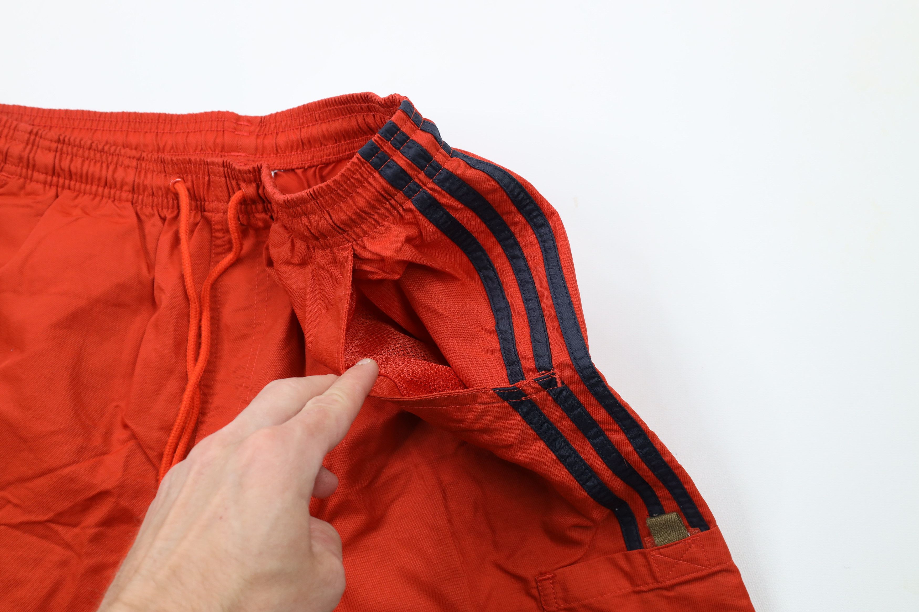 Adidas × Vintage Vintage 90s Adidas Striped Above Knee Shorts Orange Nylon Size US 34 / EU 50 - 7 Thumbnail