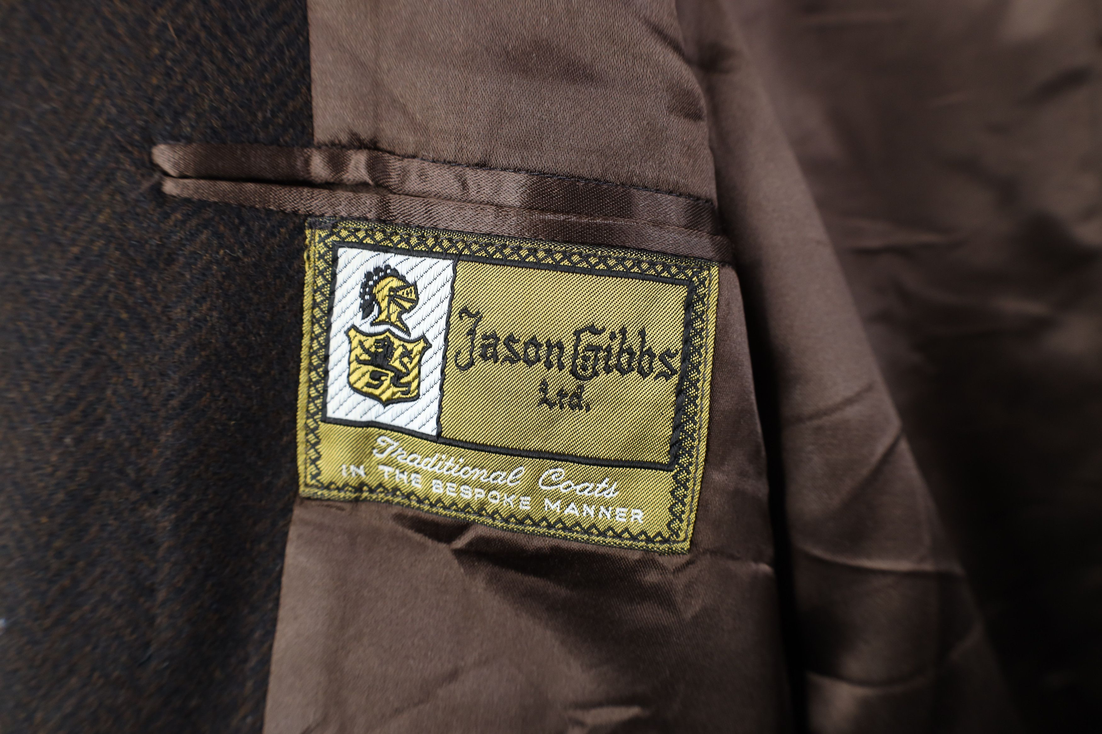 Vintage Vintage 50s Bespoke Herringbone Overcoat Jacket Brown USA Size US XL / EU 56 / 4 - 11 Thumbnail