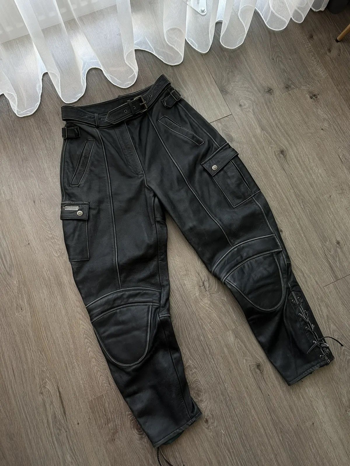 Genuine Leather × Vintage Vintage Genuine Leather Chicago Moto Cargo Black Pants Size US 34 / EU 50 - 4 Thumbnail