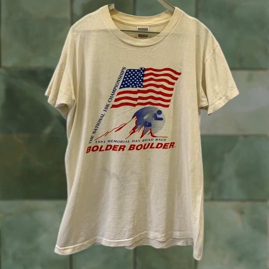 Nike VINTAGE Nike Bolder Boulder T-Shirt USA Made 1991 Single Stitch S Mens White Size US S / EU 44-46 / 1 - 1 Thumbnail