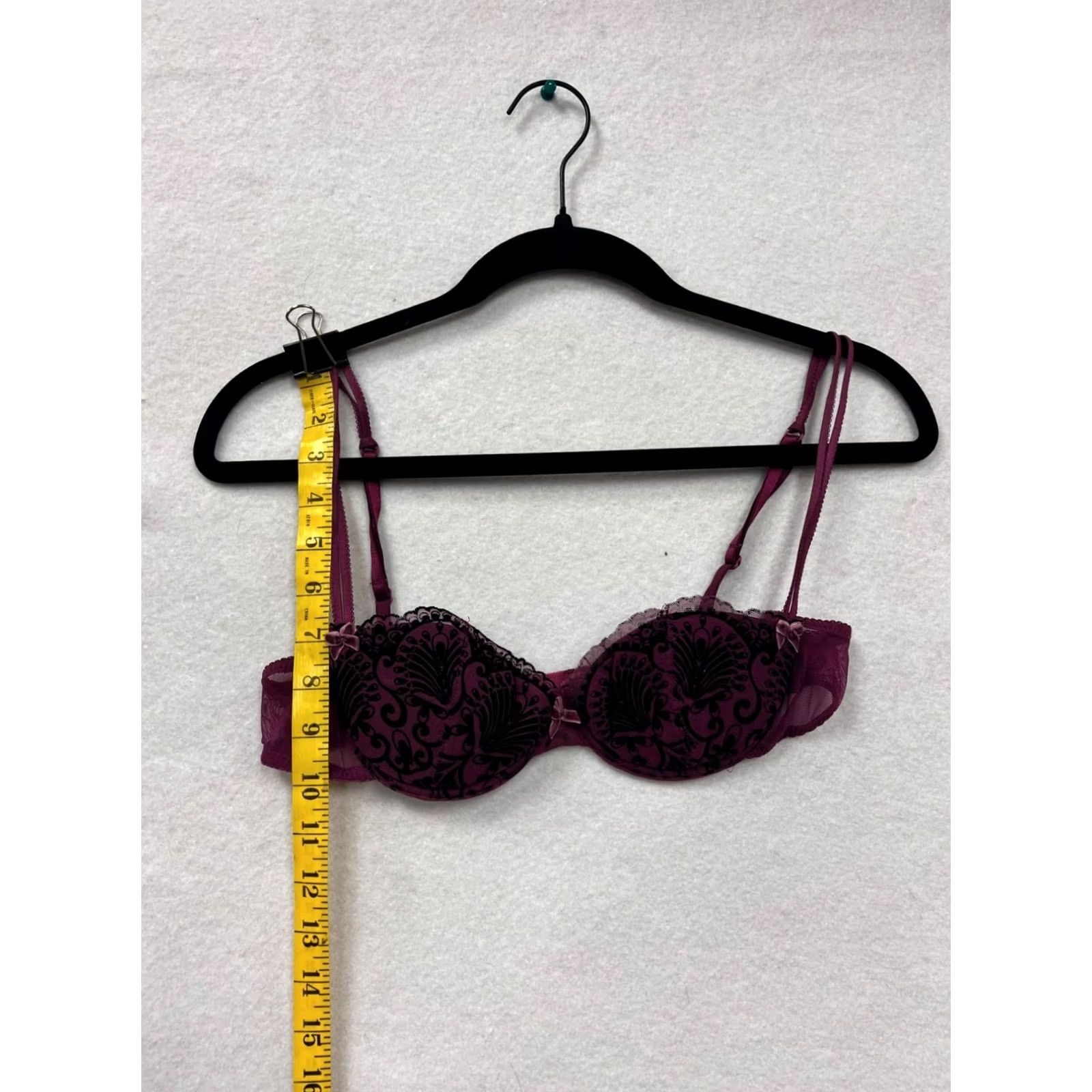 Betsey Johnson VINTAGE Betsey Johnson Women’s Bra Shirt Womens 34B Purple Underwire Lace 6045 Size ONE SIZE - 6 Thumbnail