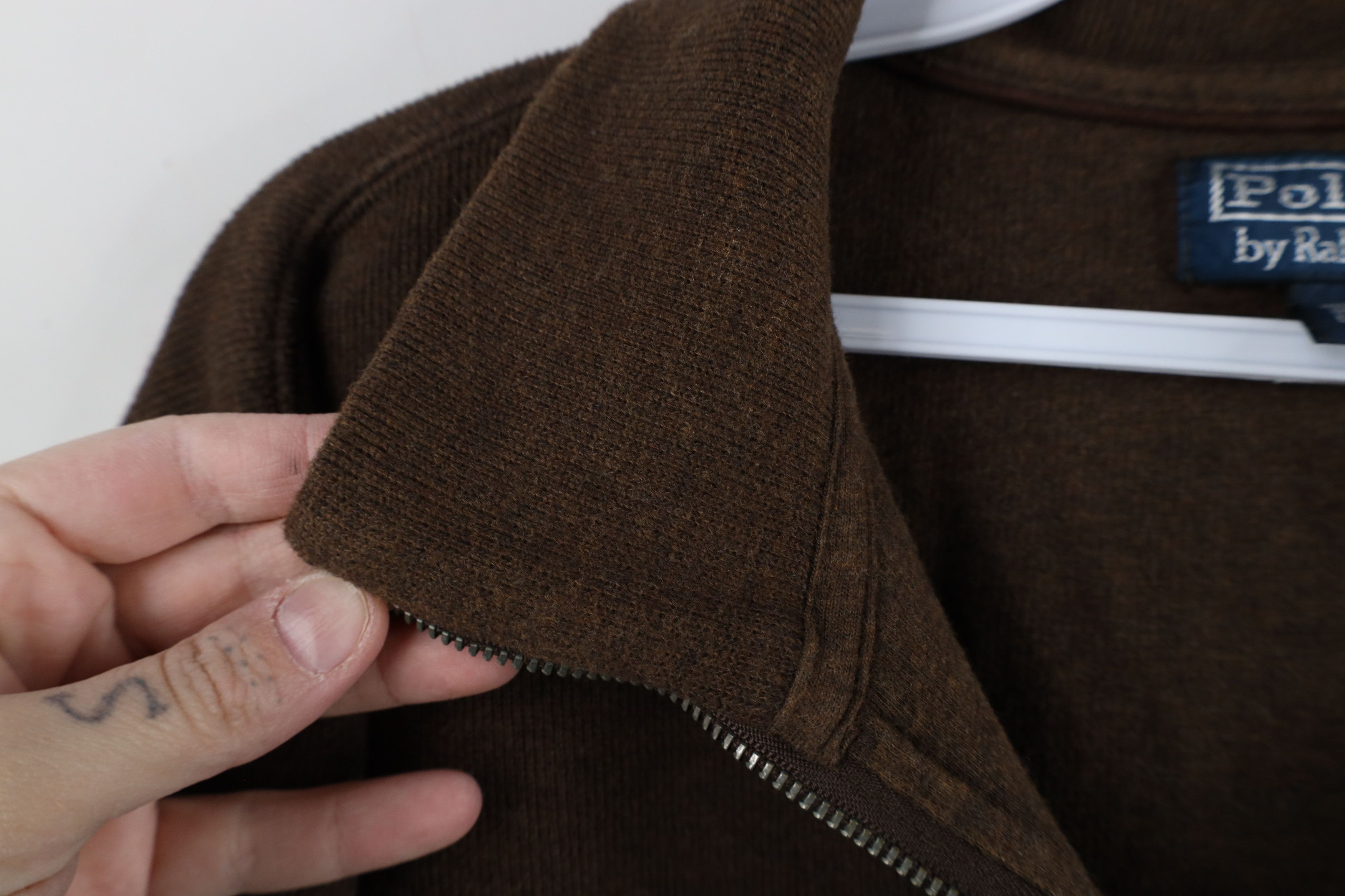 Ralph Lauren × Vintage Vintage 90s Ralph Lauren Ribbed Knit Half Zip Sweater Brown Size US XXL / EU 58 / 5 - 6 Thumbnail