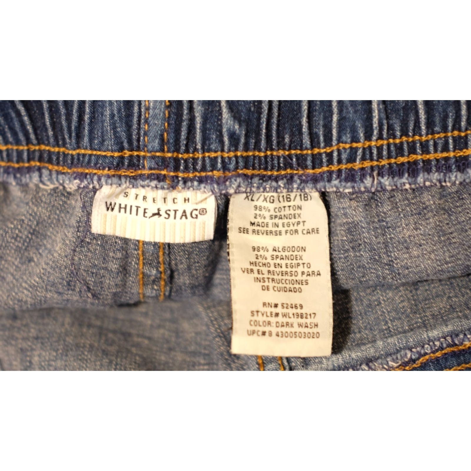 Vintage White Stag Jeans Capri Denim Blue Womens XL Regular Stretch Pocketless Casual City USA Preppy 90s? Size 40" / US 18 - 8 Thumbnail