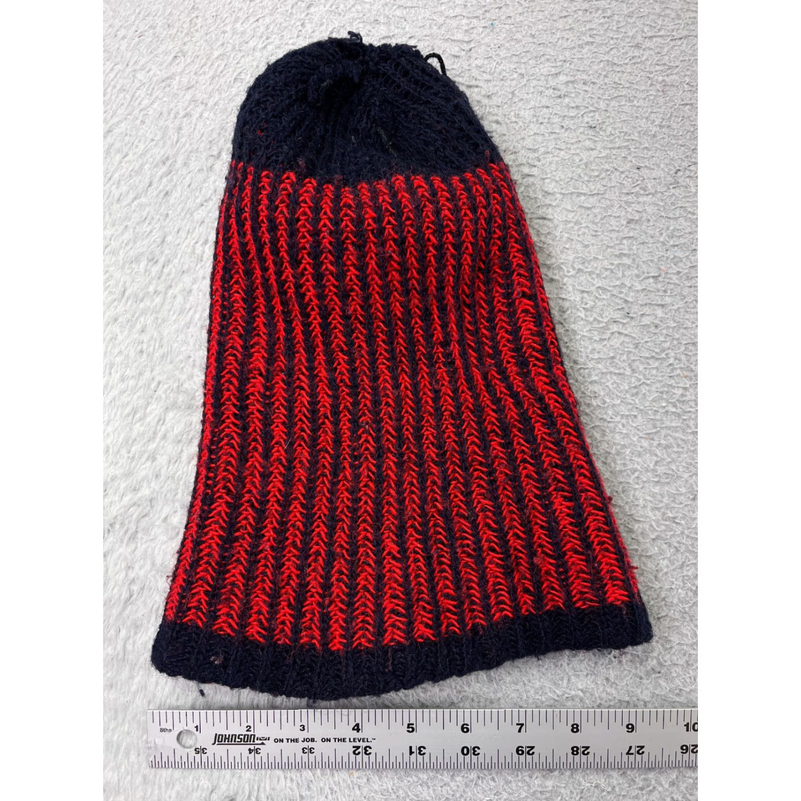 Vintage Beanie Toque Adult One Size Red Blue Knit Snow Winter Ski Stripe Polyester Size ONE SIZE - 6 Thumbnail