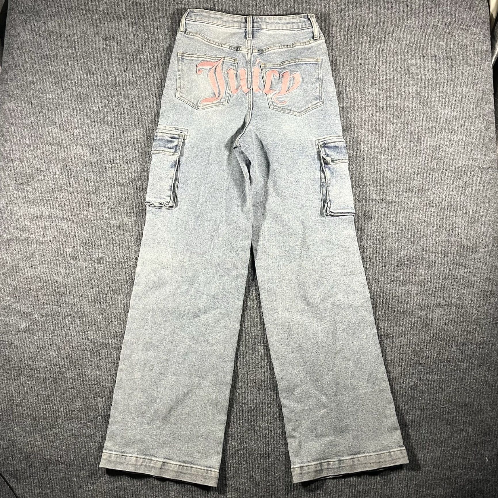 Juicy Couture Juicy Couture Lunita Wide-Leg Jeans Womens 27 Light Wash 90s Y2K Vintage Style Denim Cargo Pocket Baggy Size 27" / US 4 / IT 40 - 2 Thumbnail