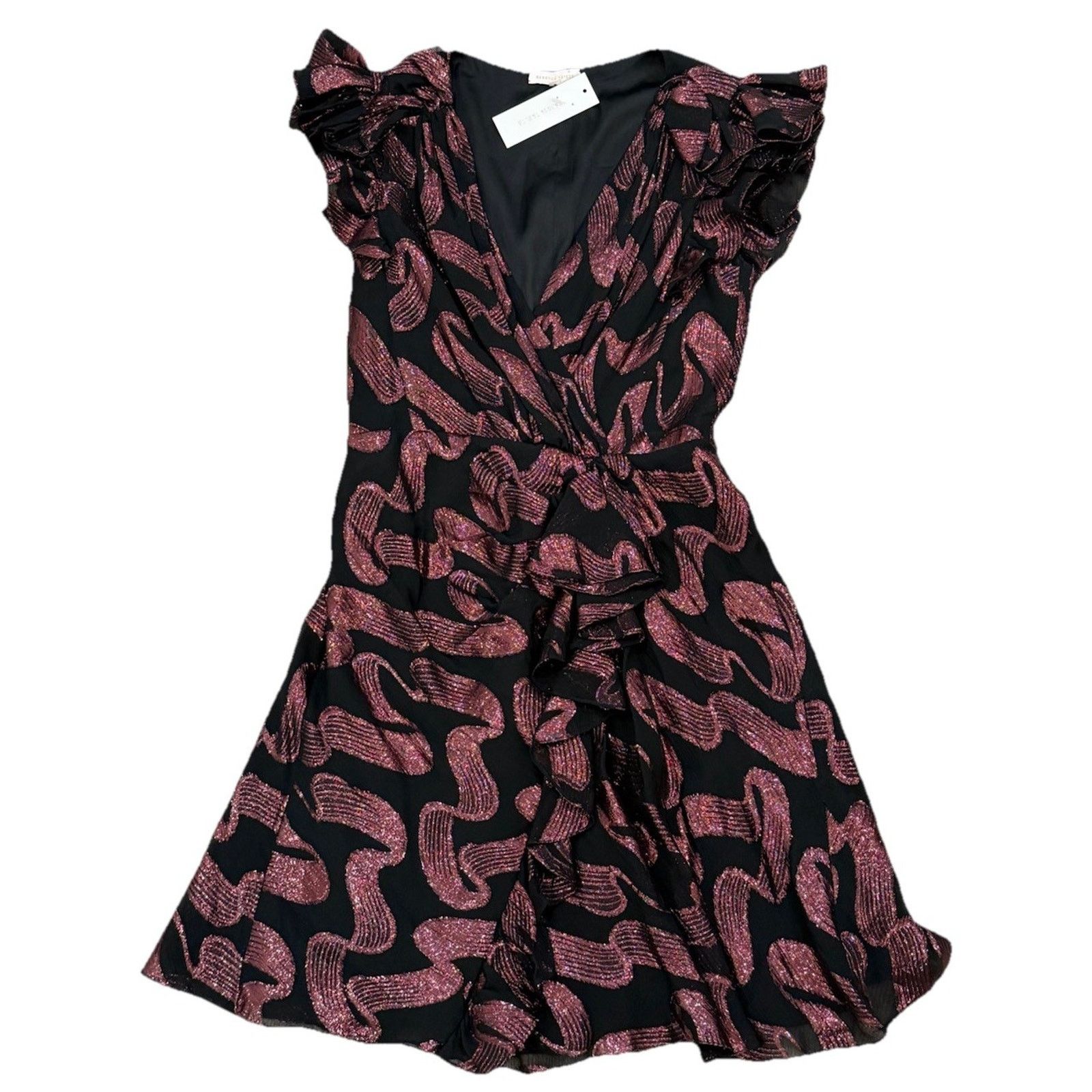 Rebecca Taylor Rebecca Taylor Lurex Jacquard Ruffle Wrap Dress $595 NWT Size XS / US 0-2 / IT 36-38 - 2 Thumbnail