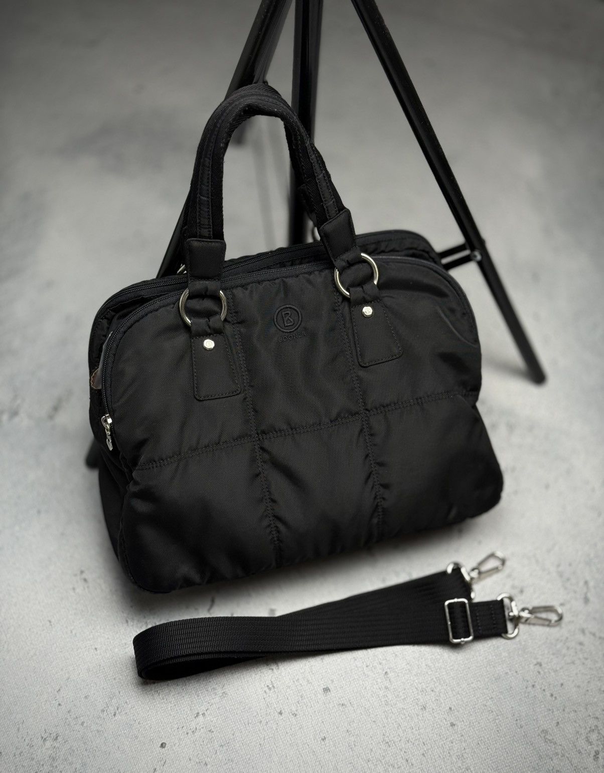 Bogner Vintage Bogner Black Nylon Padded Handbag Tote Shoulder Bag Size ONE SIZE - 1 Thumbnail