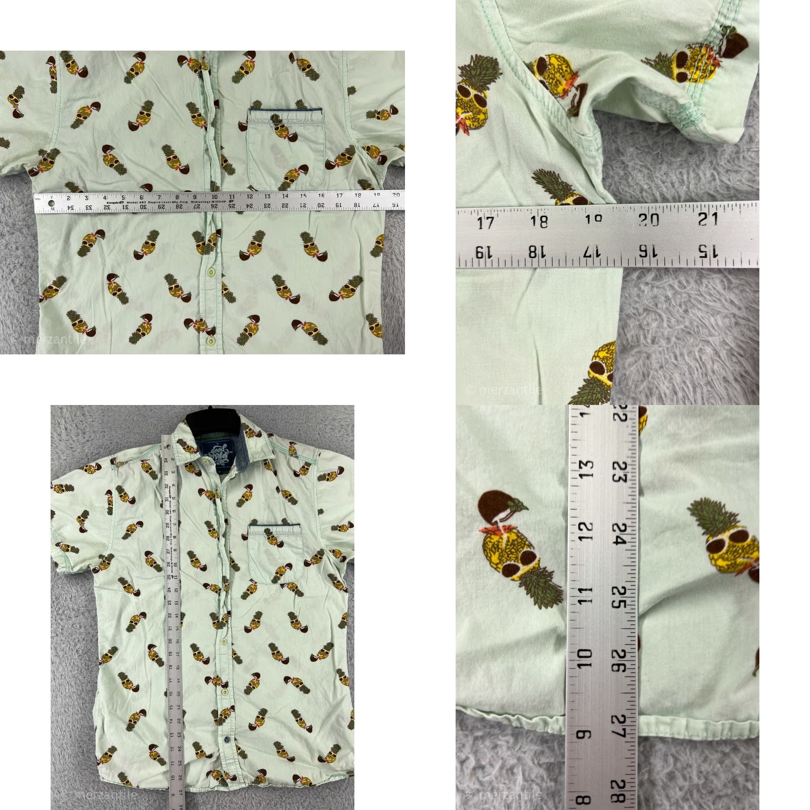 Vintage Good Vibes Shirt Mens Medium Green Button Up Pineapple All Over Print Cocktails Size US M / EU 48-50 / 2 - 9 Thumbnail