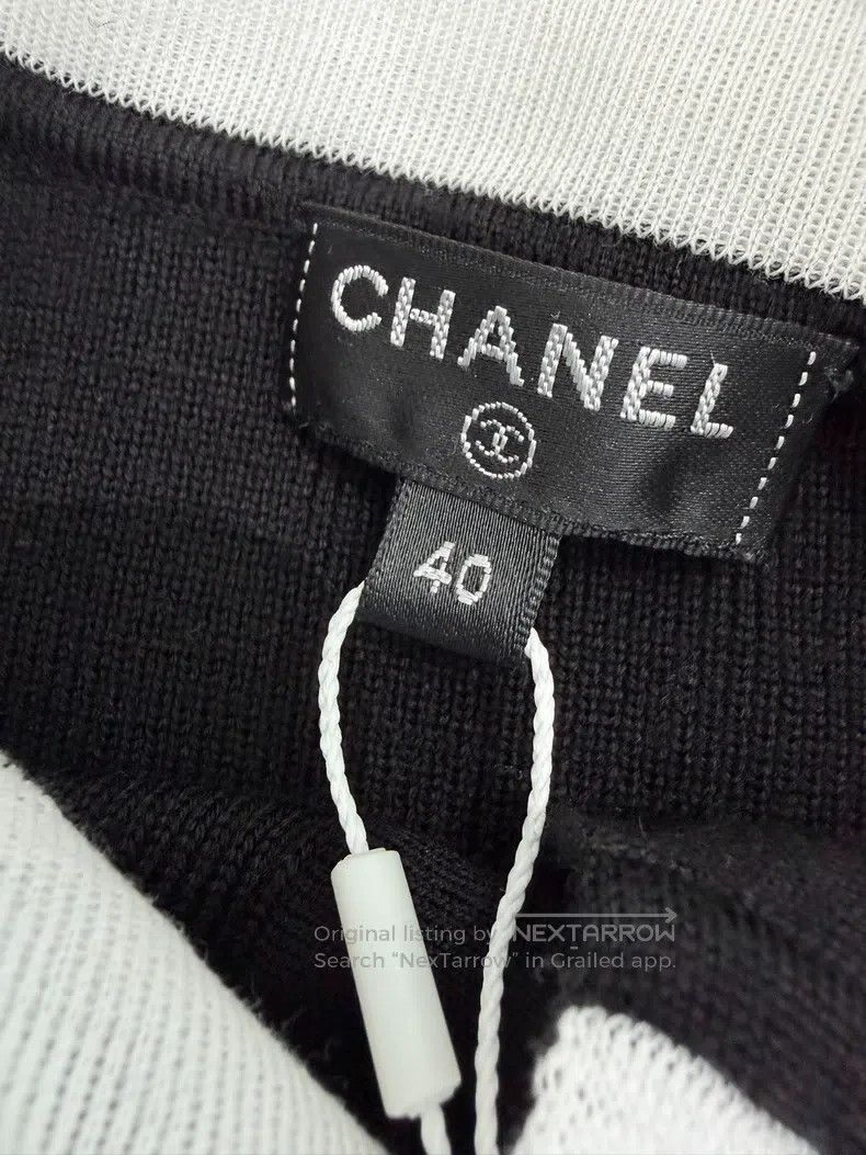 Chanel Chanel Black and white stitching doll collar woollen sweat Size S / US 4 / IT 40 - 4 Thumbnail