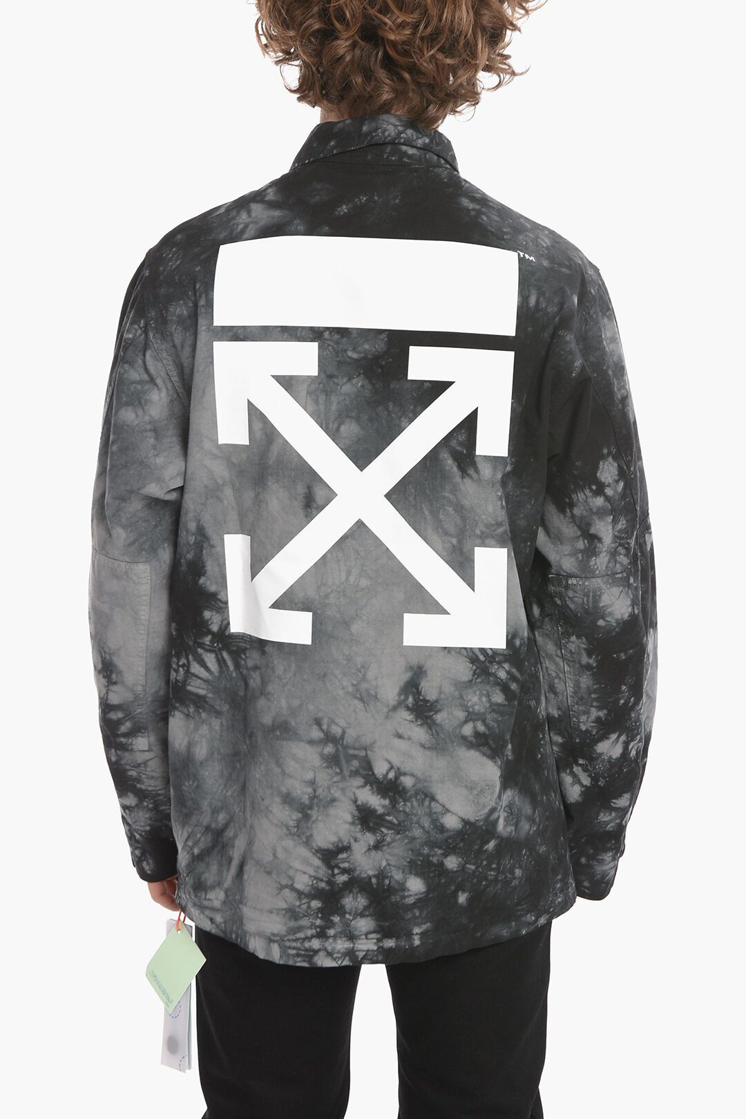 og1mm0625 Tie Dye Cotton Over Shirt in Black/Grey