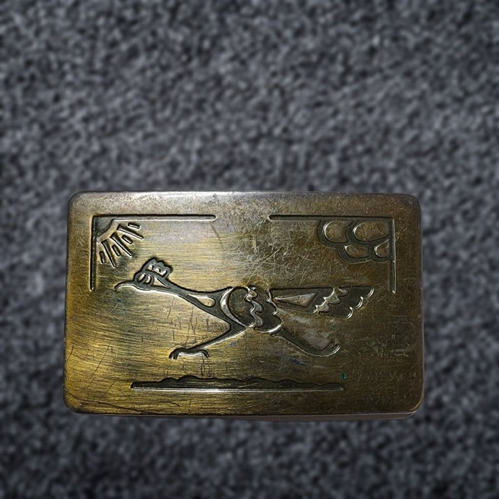 Vintage VINTAGE Chambers Southwestern Roadrunner Belt Buckle 1970s Cowboy Western Bronze Brass Mens Size ONE SIZE - 1 Thumbnail