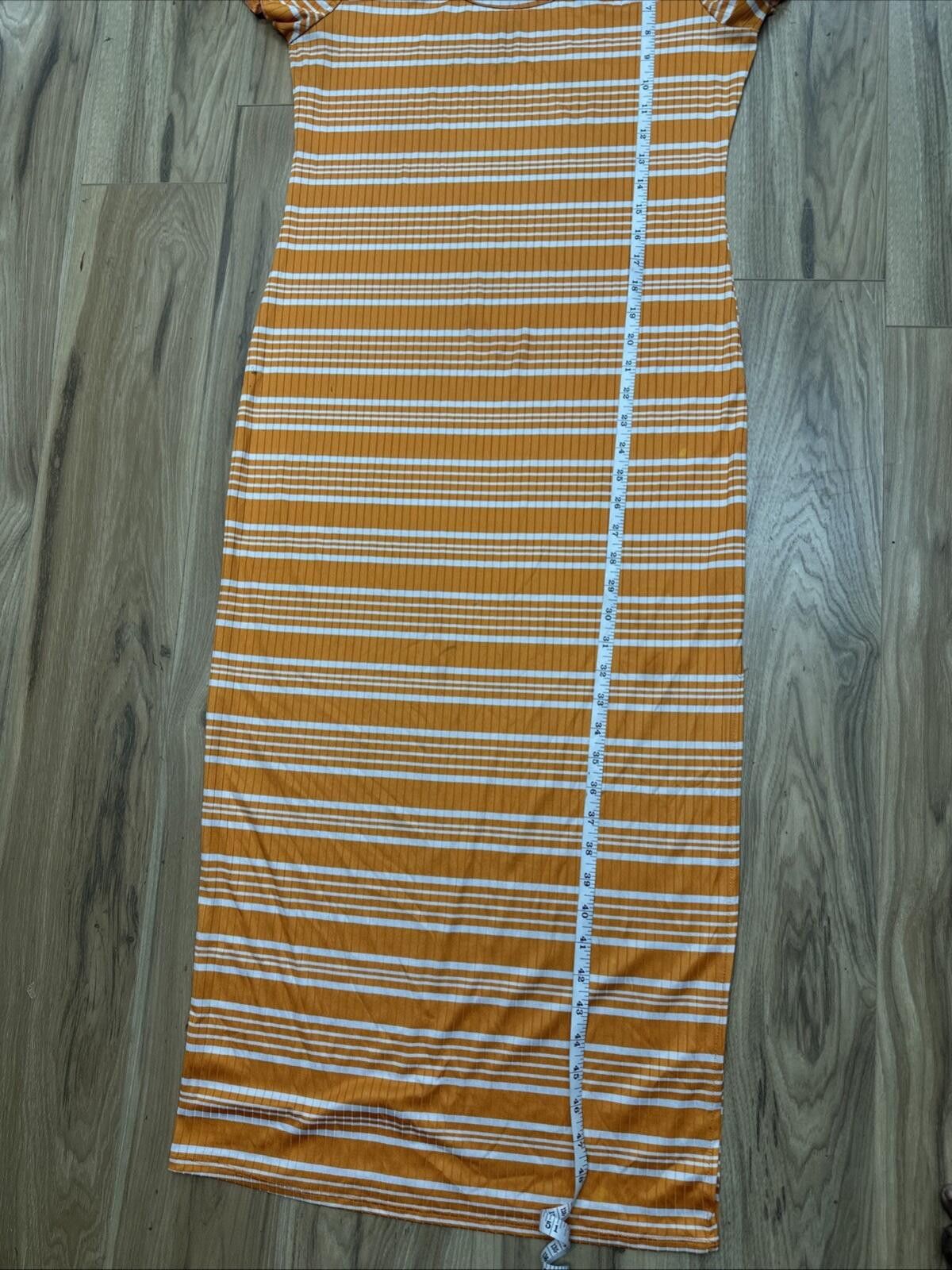 JULIEN DAVID Jolie And Joy Orange Striped Bodycon Dress Size XL Size XL / US 12-14 / IT 48-50 - 5 Thumbnail