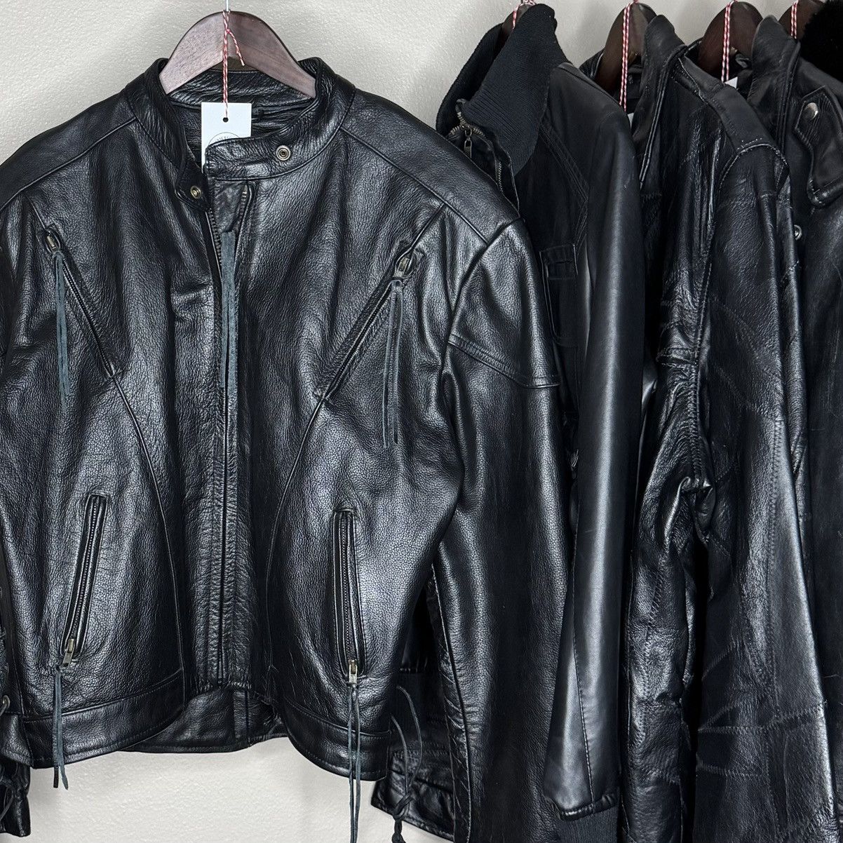 Vintage 90s biker tassel leather jacket Size US L / EU 52-54 / 3 - 1 Thumbnail