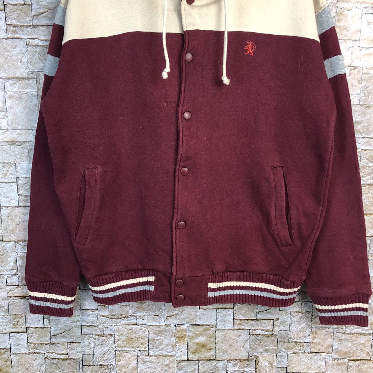 Japanese Brand Oblo Red Hoodie Bombers Jacket #A795 Size US M / EU 48-50 / 2 - 6 Thumbnail