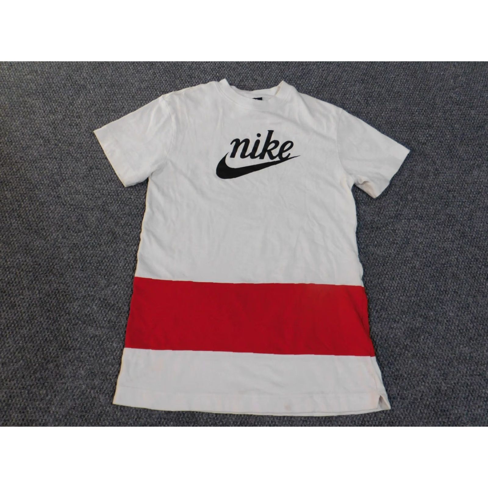 Nike Nike Shirt Mens S Retro Striped White Red Logo Swoosh Graphic Crew Neck Short Sleeve USA Size US S / EU 44-46 / 1 - 4 Thumbnail