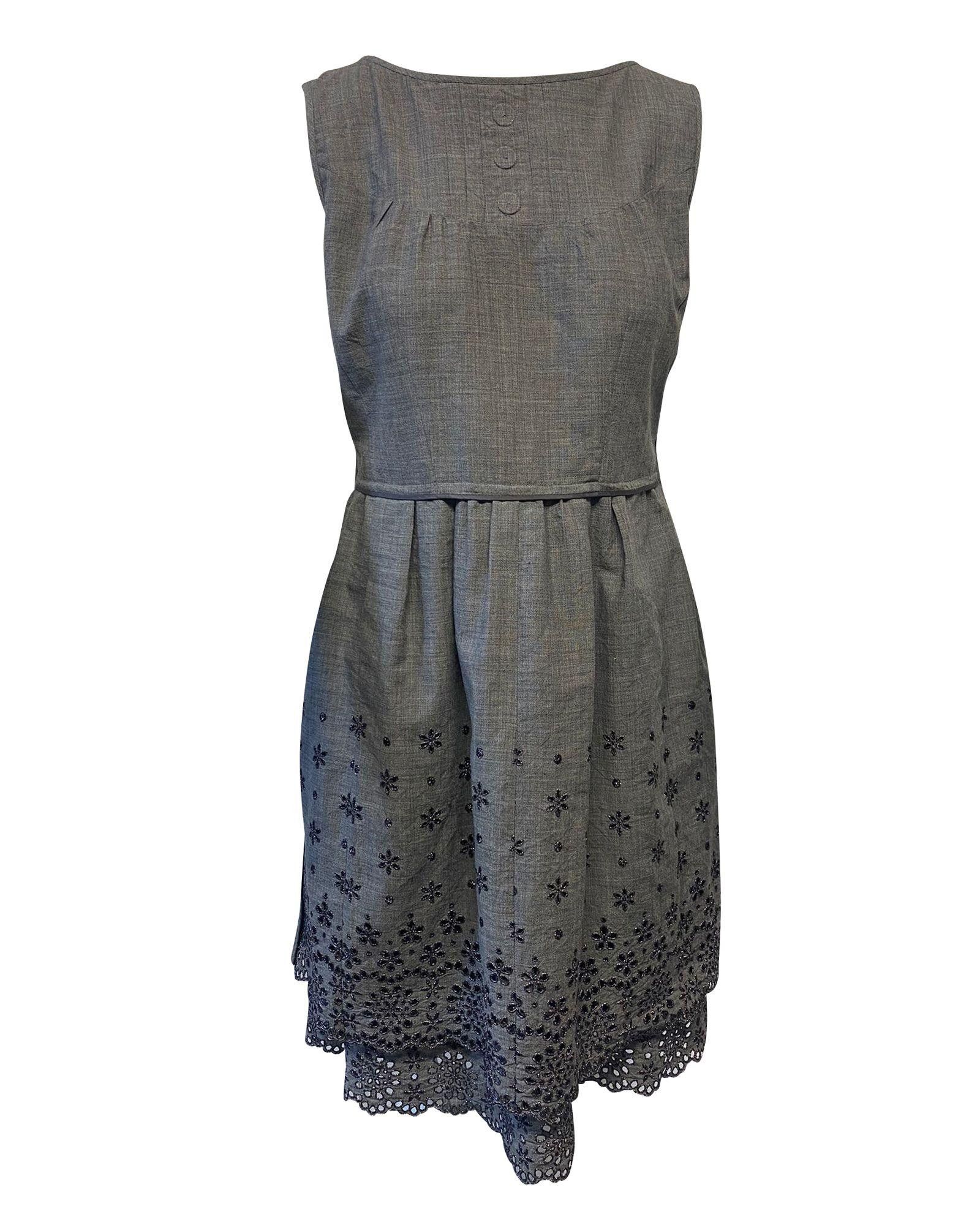 Image of Grey Sleeveless Flower Dress - Marc Jacobs, Women's (Size XS)