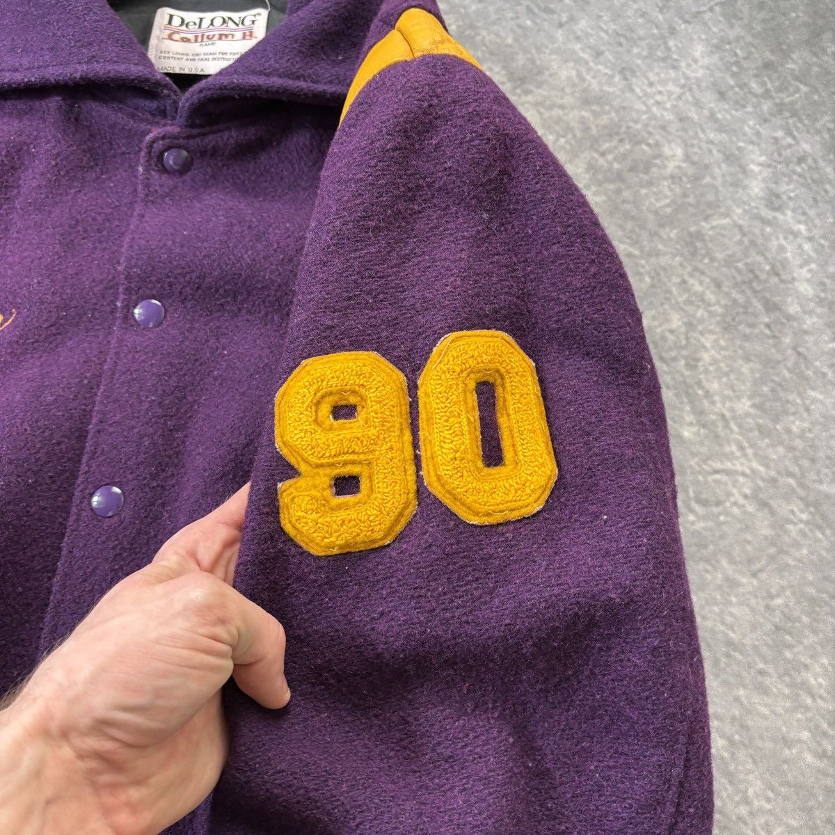 Delong × Vintage 1980s Delong Letterman Vintage Varsity Jacket Wool Bomber Size US S / EU 44-46 / 1 - 3 Thumbnail