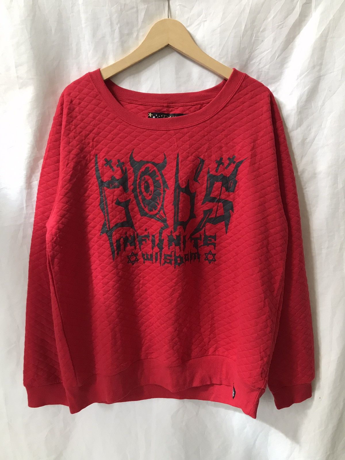 image of 14Th Addiction x Sad Boys Gothic Sweatshirt Satan Wings Japan Digdeep in Red, Men's (Size Large)