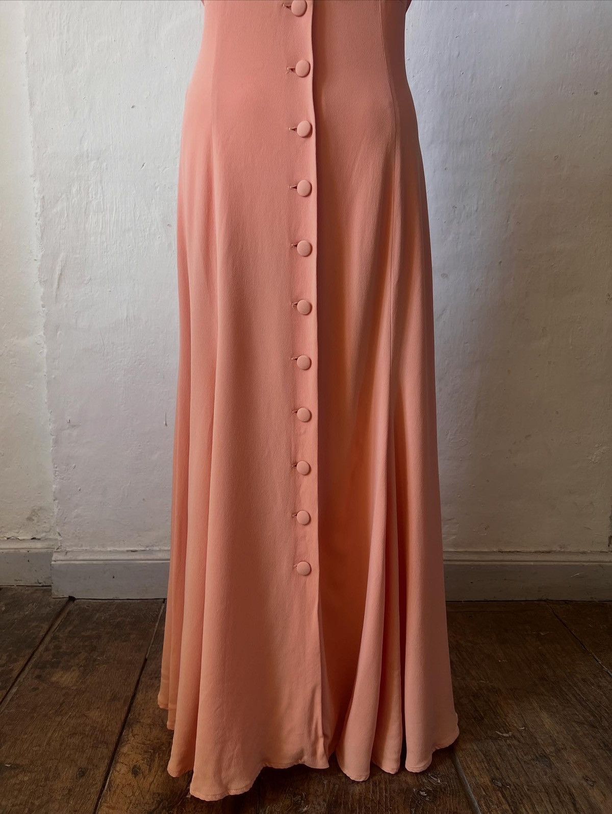 Moschino 1990s Franco Moschino Couture maxi dress gown peach silk Size S / US 4 / IT 40 - 10 Thumbnail