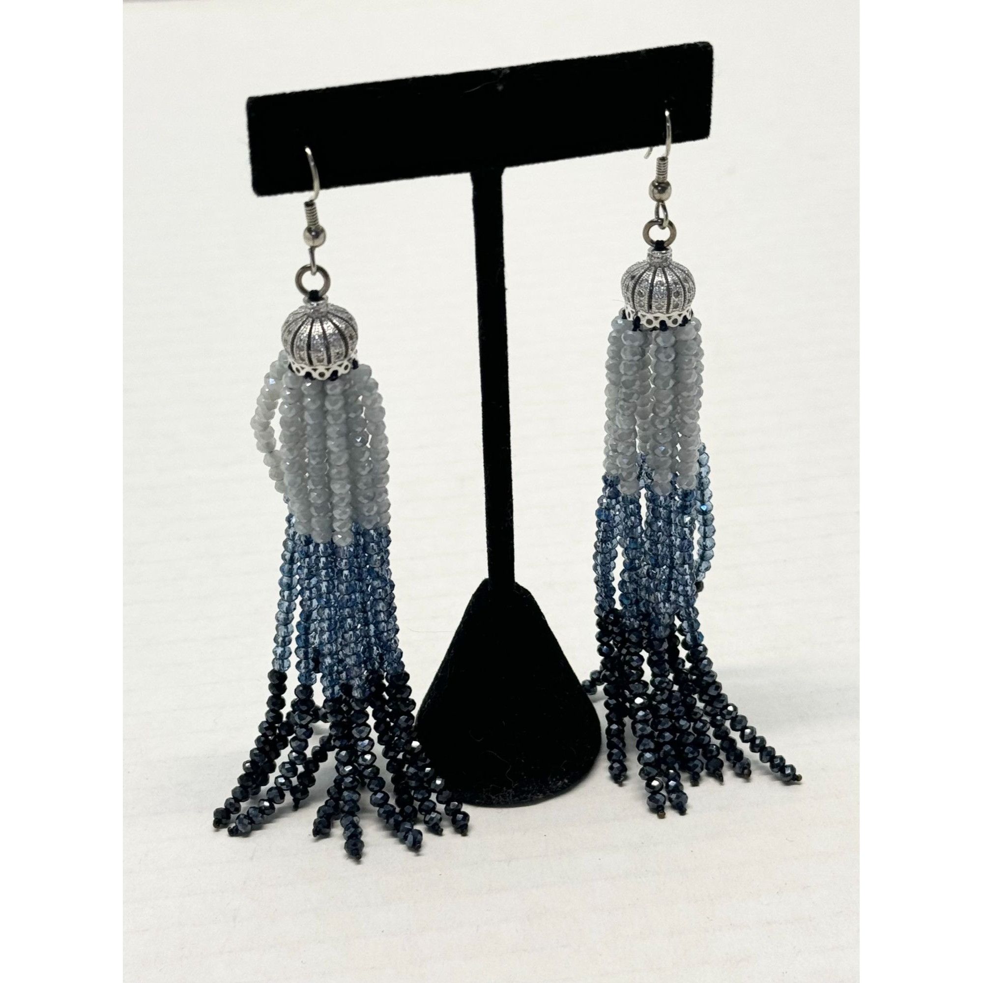 Vintage Vintage blue crystal beaded tassel earrings Size ONE SIZE - 1 Thumbnail