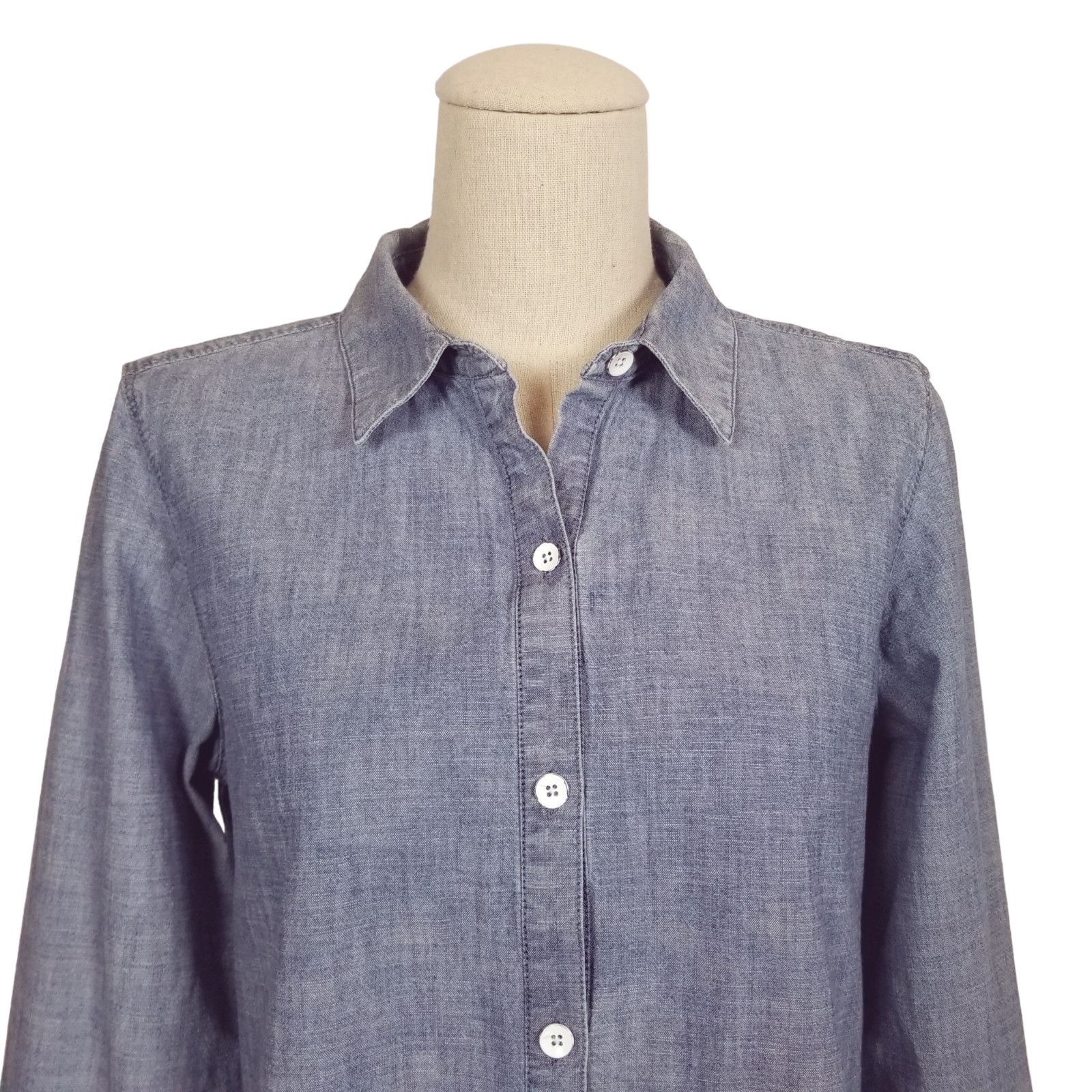Other J. Jill Chambray Button Front Shirt Light Blue Sz Small Size S / US 4 / IT 40 - 2 Thumbnail