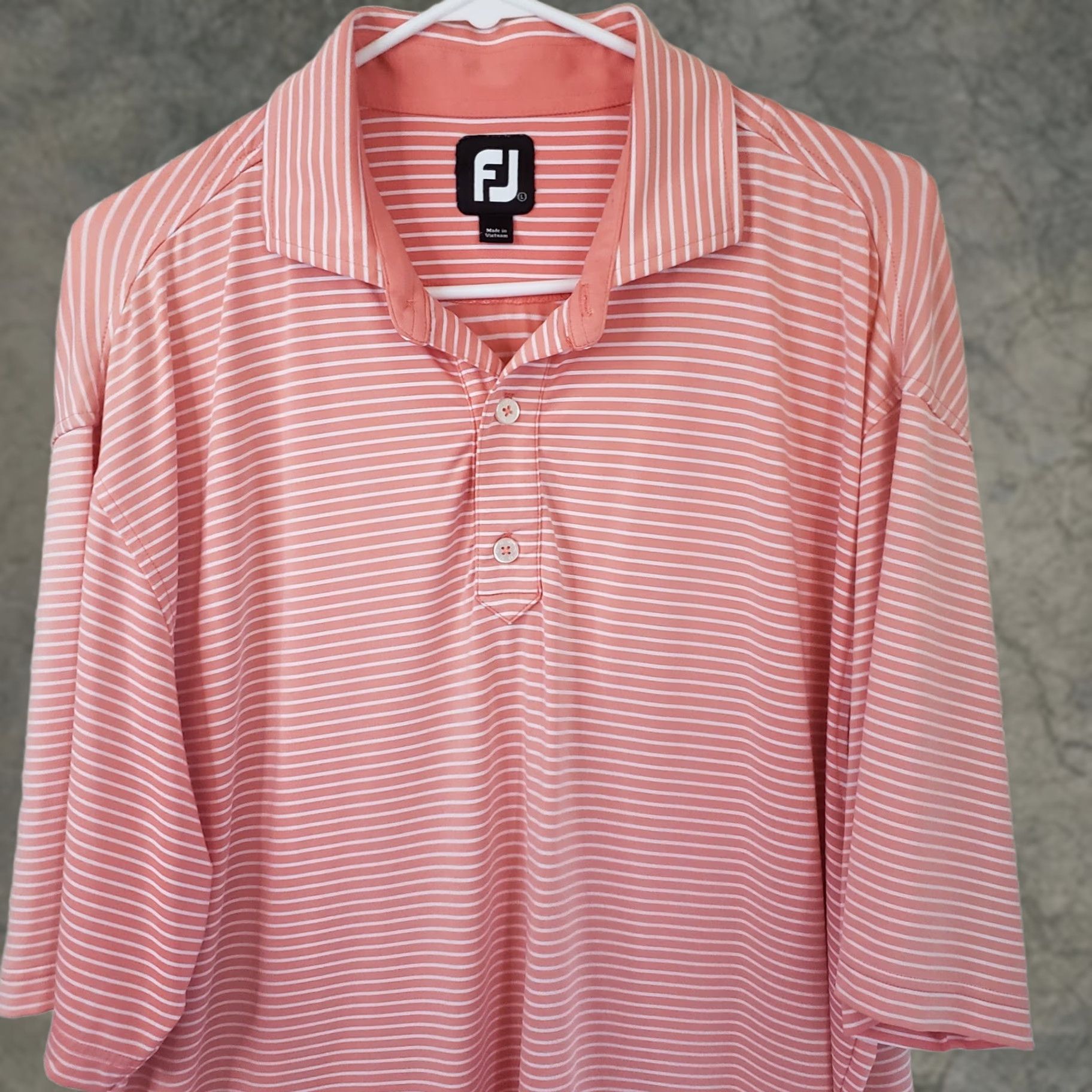Footjoy FootJoy Polo Shirt Men L Coral Striped Short Sleeve Golf Polo FJ logo 50" Chest Regular Size US L / EU 52-54 / 3 - 1 Thumbnail