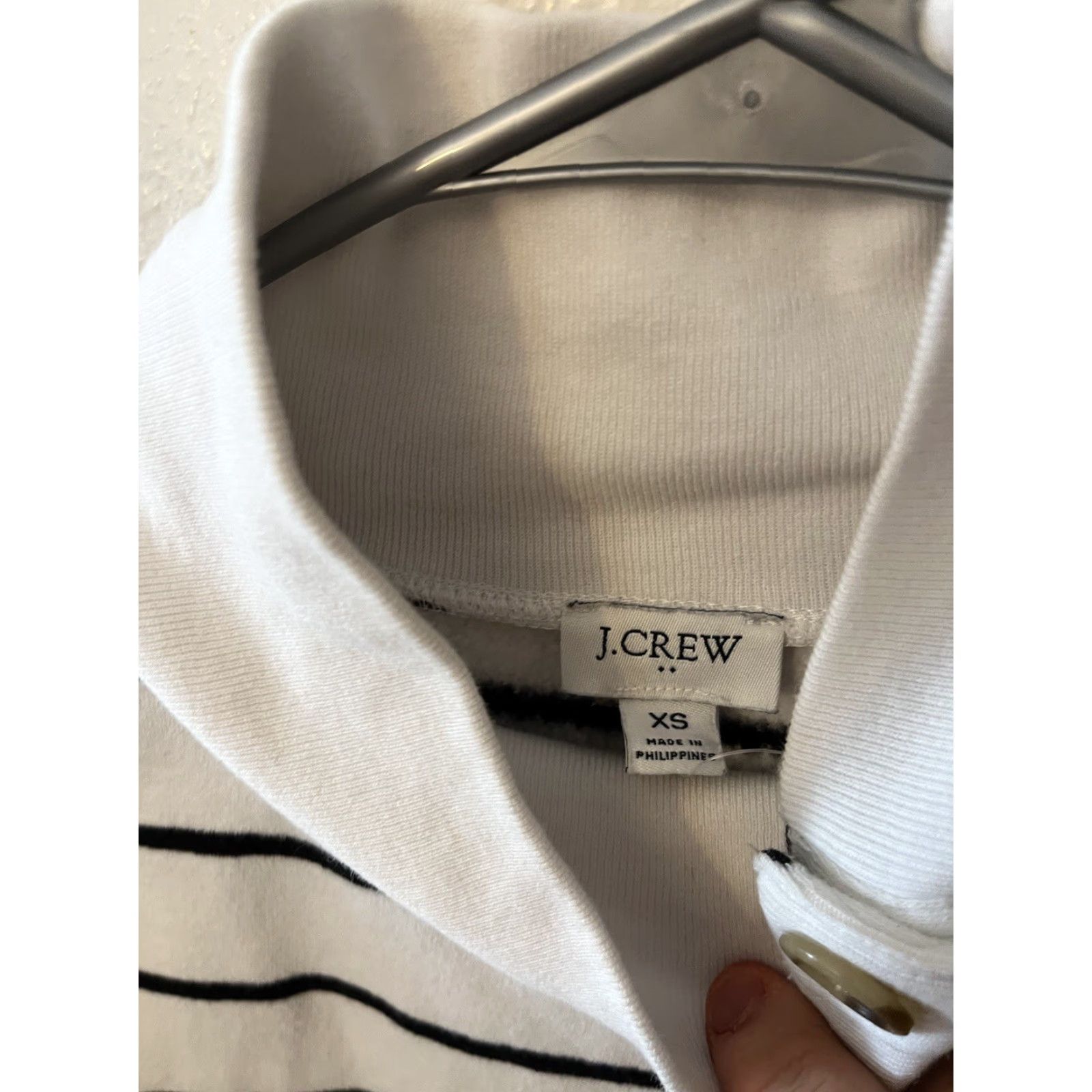 J.Crew VINTAGE J.CREW Striped Wide Button-Collar Tunic in Cloudspun Fleece Sweater XS Women Size XS / US 0-2 / IT 36-38 - 3 Thumbnail