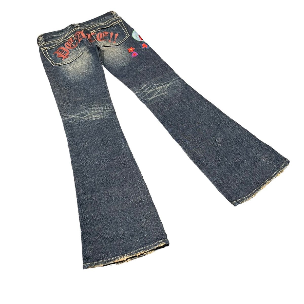 Hysteric Glamour × If Six Was Nine × Tornado Mart Peace Flare Skull Punk Embroidered Y2K Washed Denim Size 28" / US 6 / IT 42 - 6 Thumbnail
