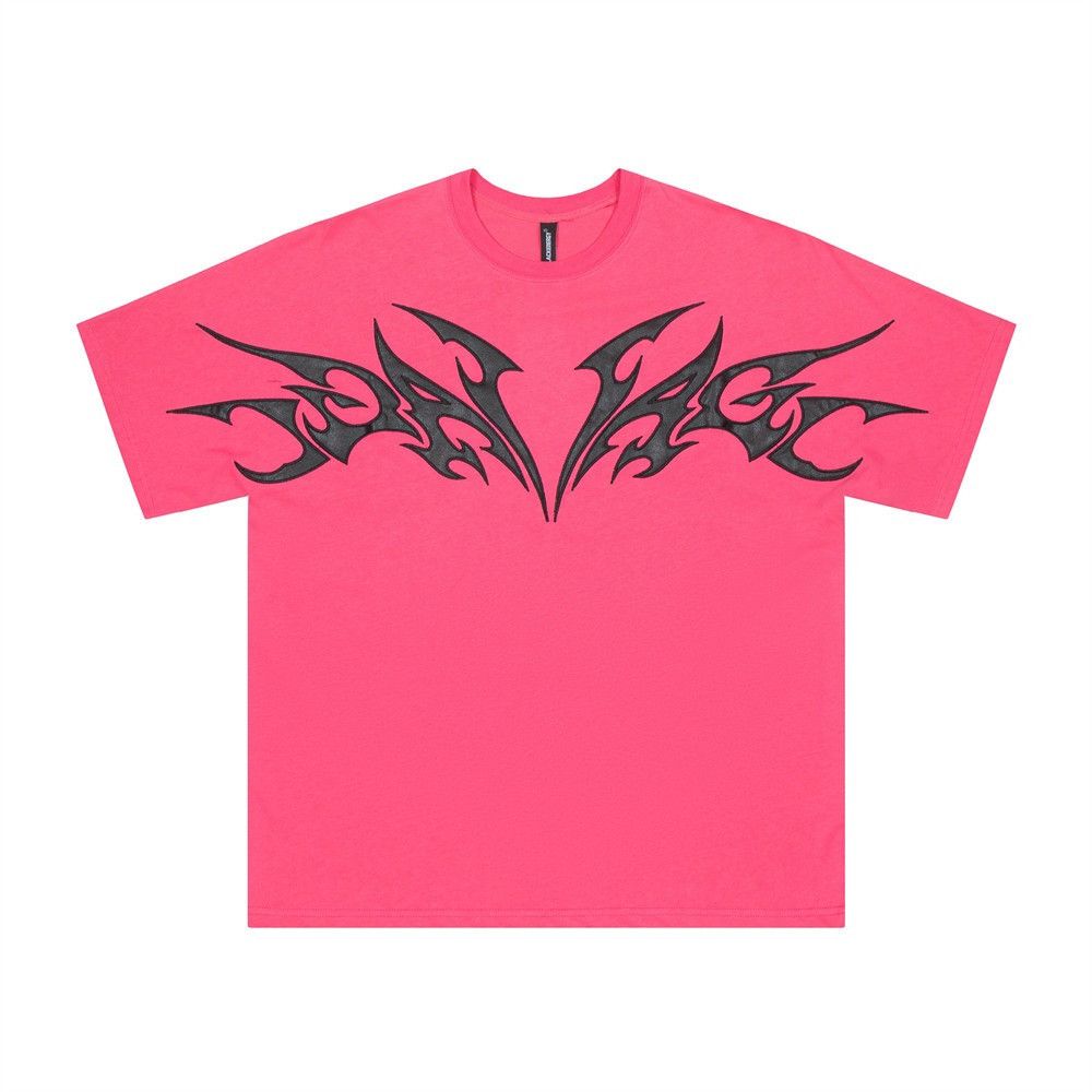 image of Tee Y2K Style Embroidered Graphic Print T Shirt in Pink, Men's (Size Medium)