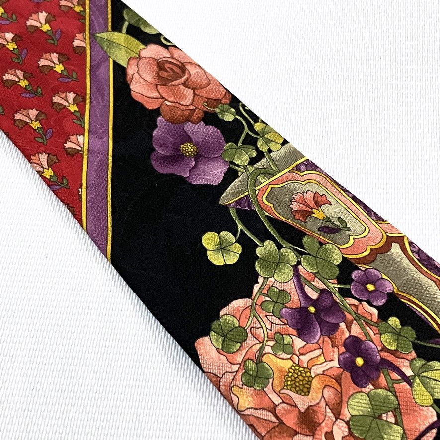 Leonard Paris Leonard Paris Mixed Floral And Striped Design Neck Tie Size ONE SIZE - 3 Thumbnail