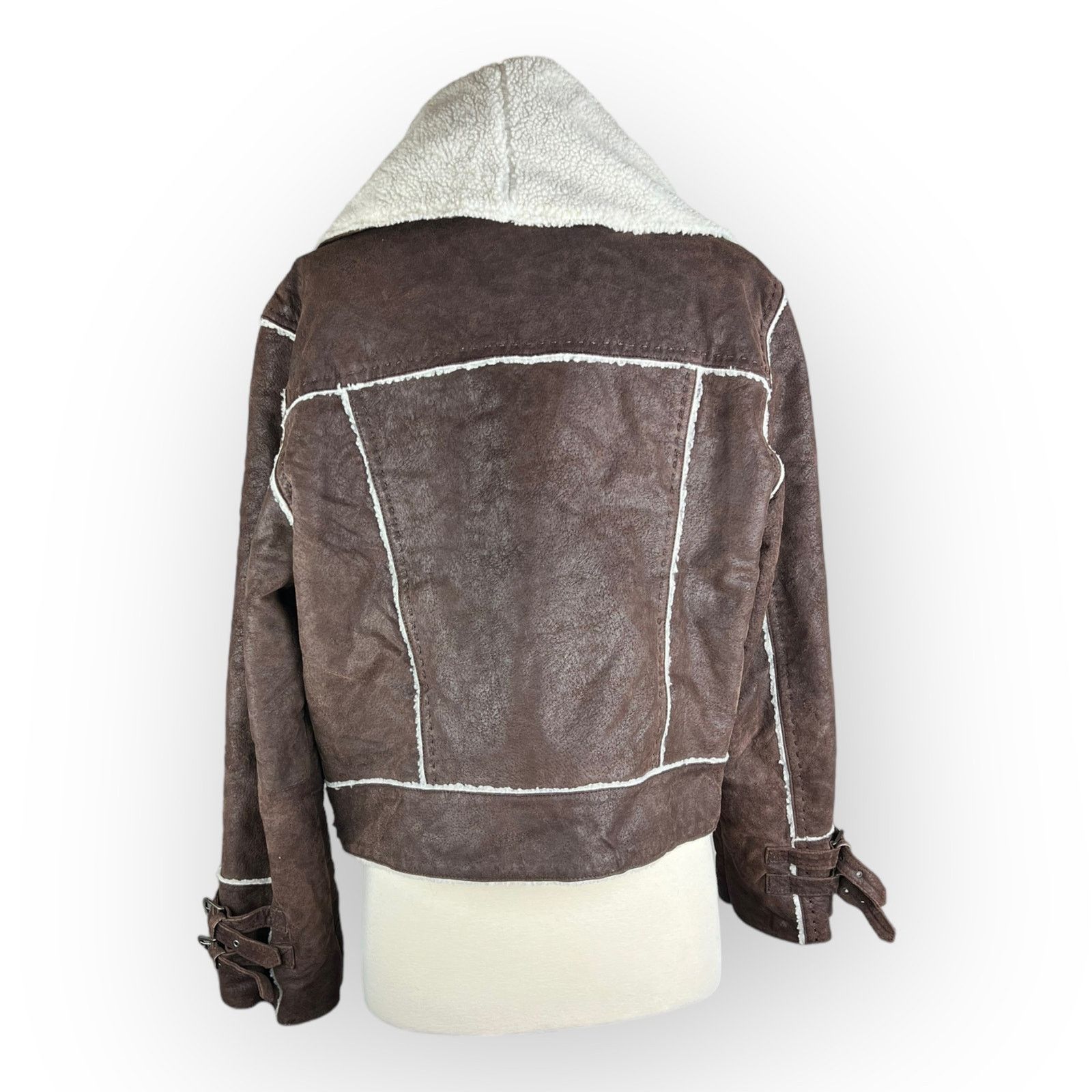 Vintage Moda International Leather Suede Vintage Moto Brown Jacket Size L / US 10 / IT 46 - 3 Thumbnail