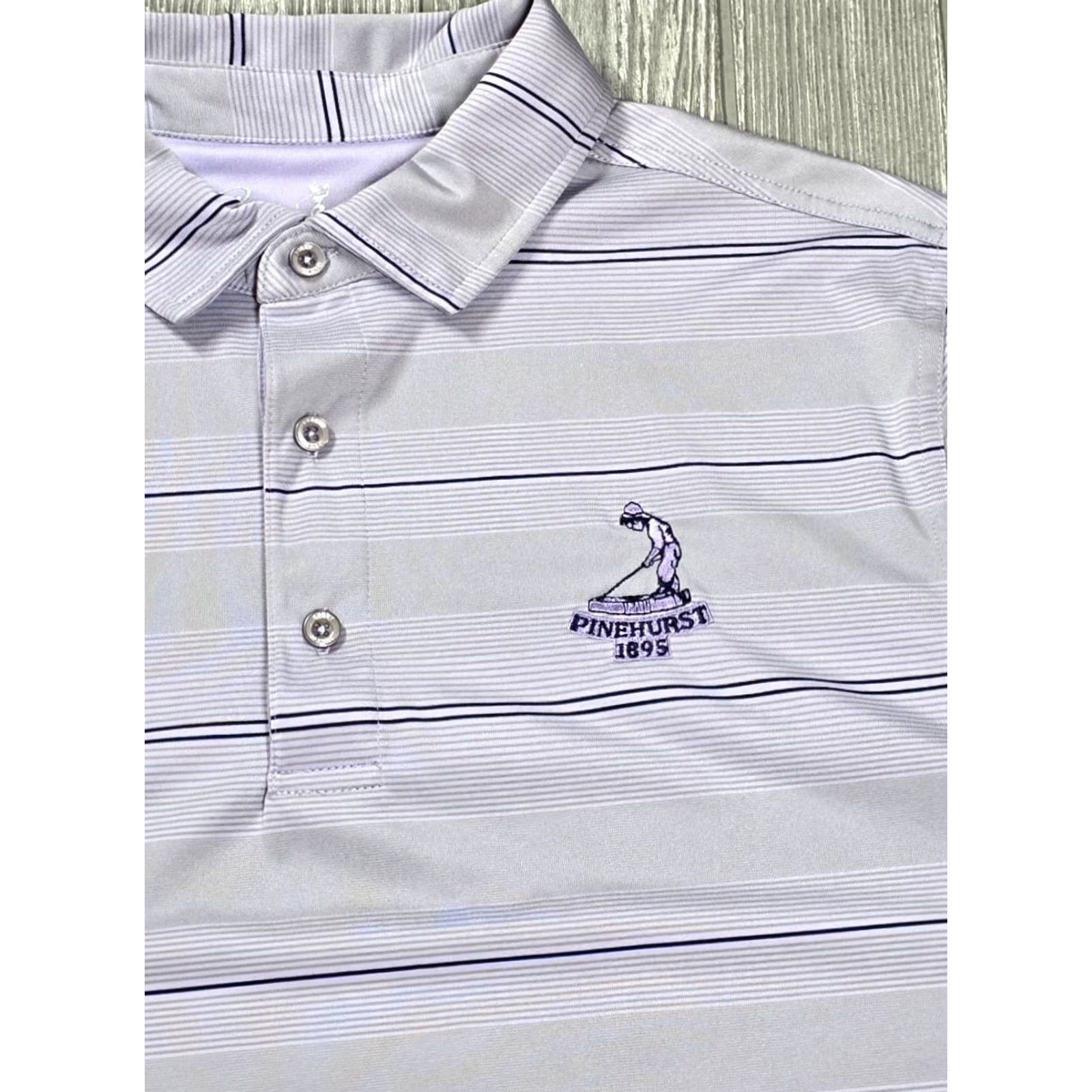 Vintage Bobby Jones Performance Polo Mens M Purple Stripe Pinehurst Golf Embroidered Shirt Size US M / EU 48-50 / 2 - 3 Thumbnail