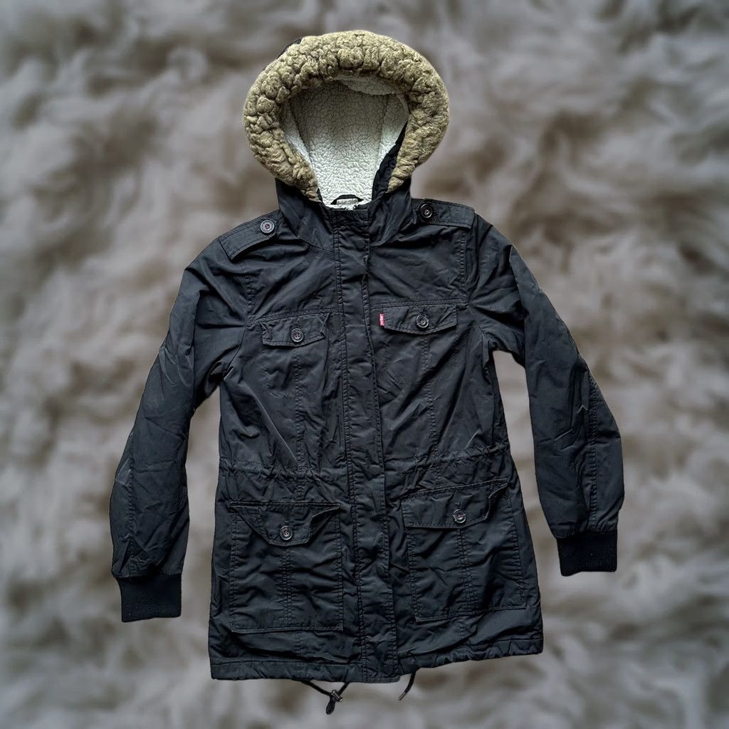 Levi's Levi Jacket Womens Small Full Zip Pockets Black Sherpa Fleece Lined Size S / US 4 / IT 40 - 1 Thumbnail