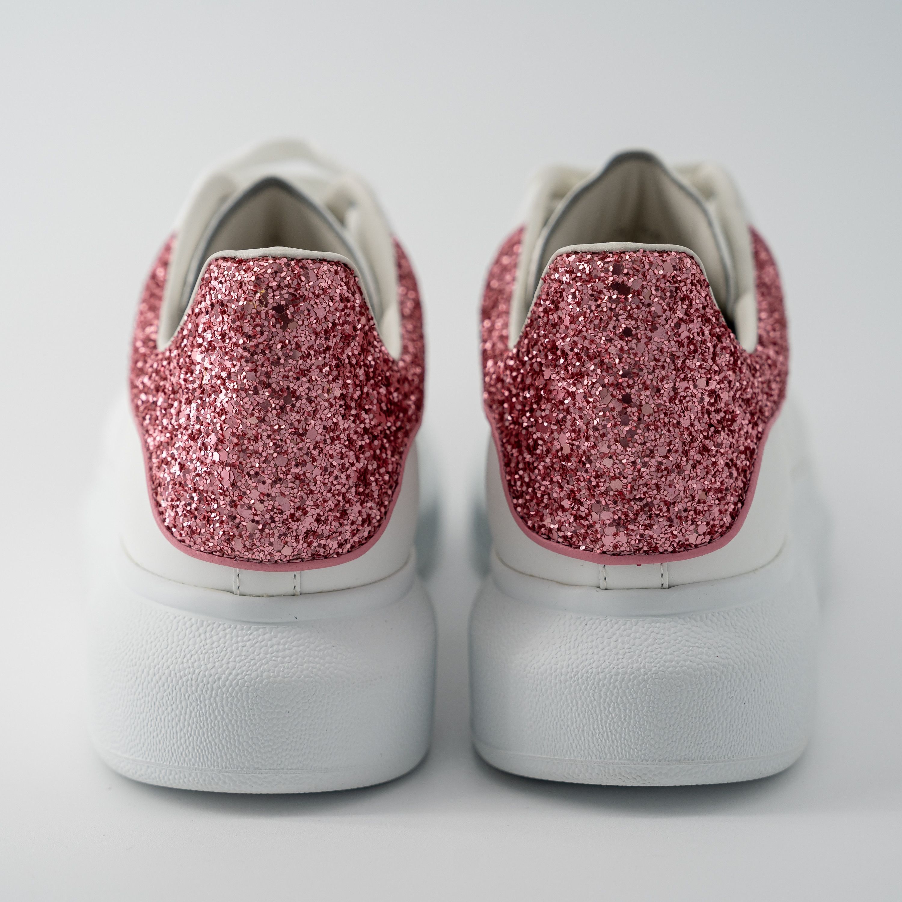 Alexander McQueen 10 - Alexander McQueen Oversized Sneakers White Pink Glitter Size US 10 / IT 40 - 4 Thumbnail