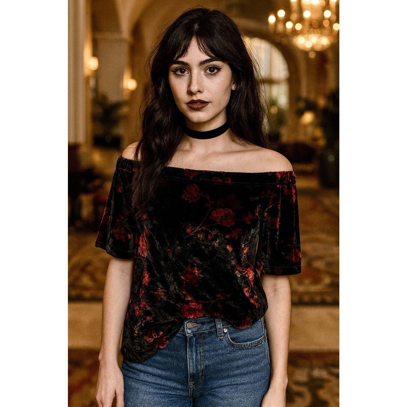 Ann Taylor Ann Taylor LOFT Velvet Burnout Dark Floral Sz M Goth Grunge Size M / US 6-8 / IT 42-44 - 1 Thumbnail