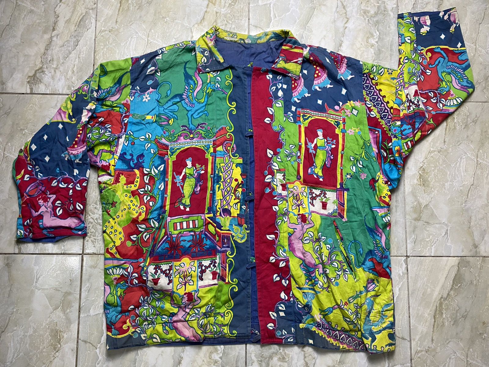 Louis Feraud LOUIS FERAUD PARIS Psychedelic Abstract Blouse Shirt Size US XXL / EU 58 / 5 - 2 Thumbnail
