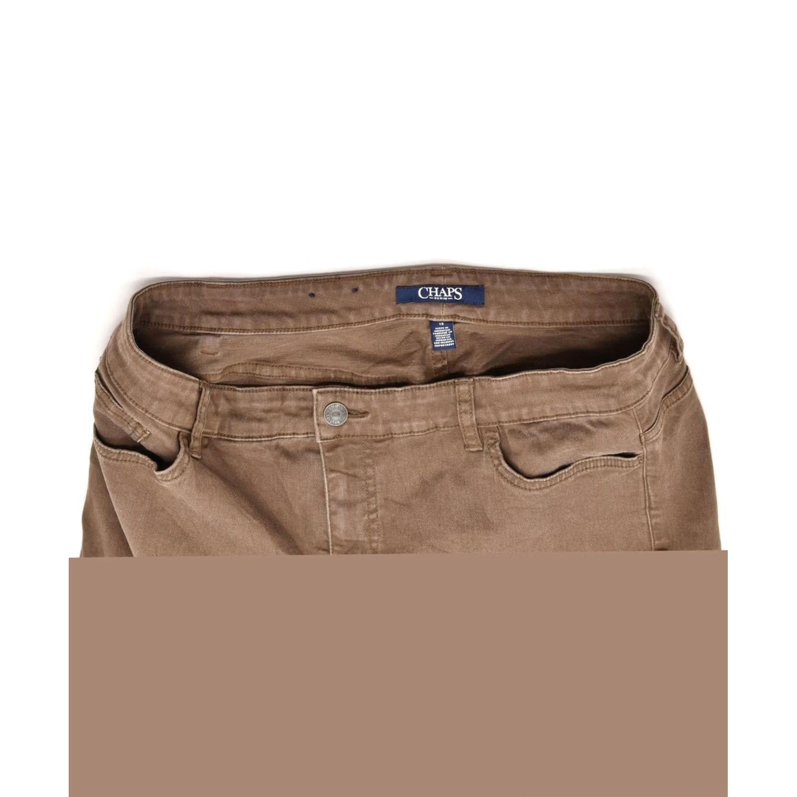 Chaps CHAPS Womens Casual Trousers US 12 Large W34 L29 Brown Cotton Slim Fit Size 36" / US 14 / IT 50 - 3 Thumbnail