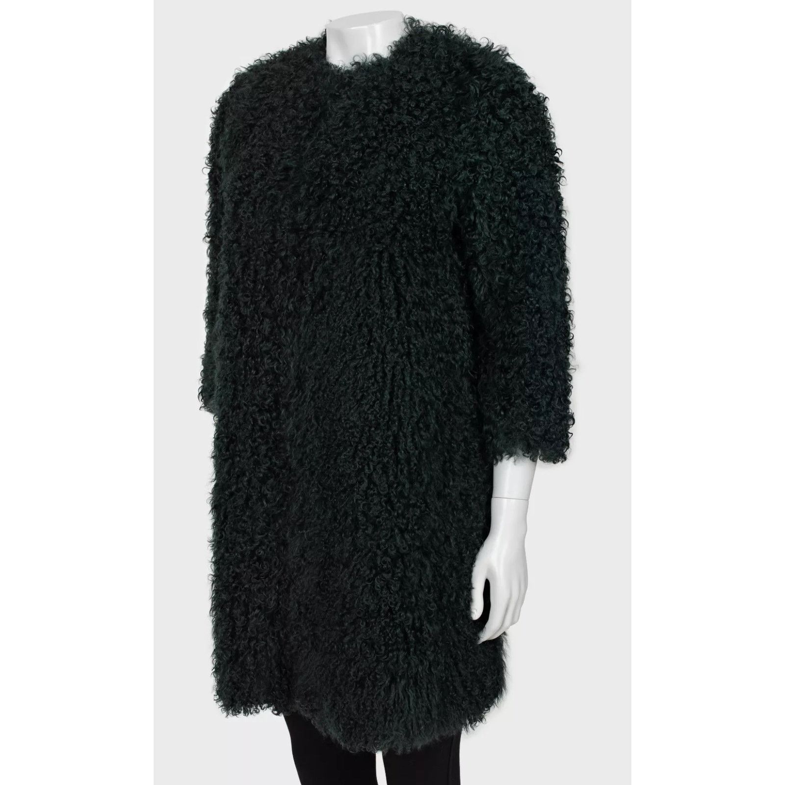 Max Mara Max Mara Dark Green Karakul Fur Coat - Size XS / IT38 Size XS / US 0-2 / IT 36-38 - 2 Thumbnail