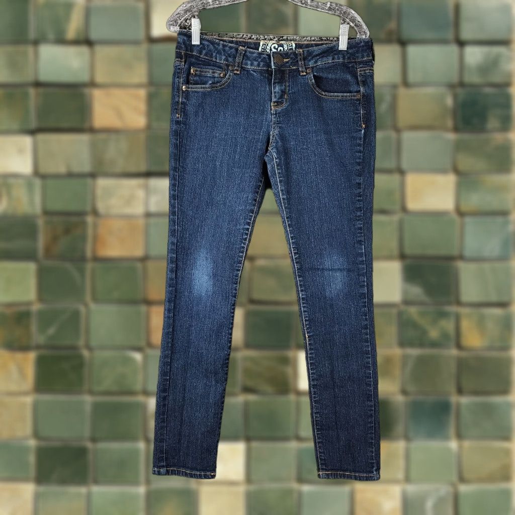 Vintage SO Womens Jeans Skinny Blue Cotton Blend Size 11 Regular 32x29 Womens Size 32" / US 10 / IT 46 - 1 Thumbnail