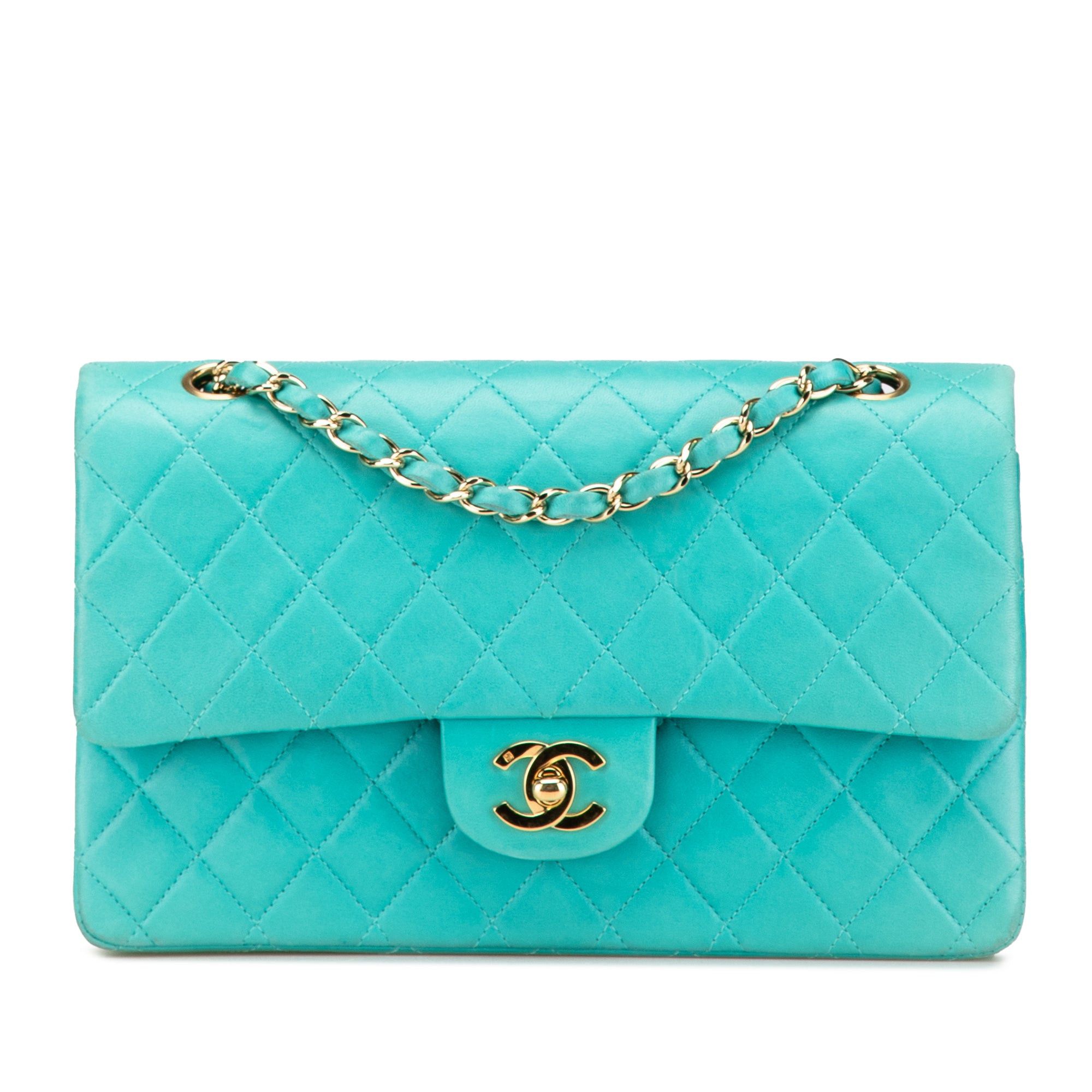 Chanel Chanel Medium Classic Lambskin Double Flap Blue Size ONE SIZE - 1 Thumbnail