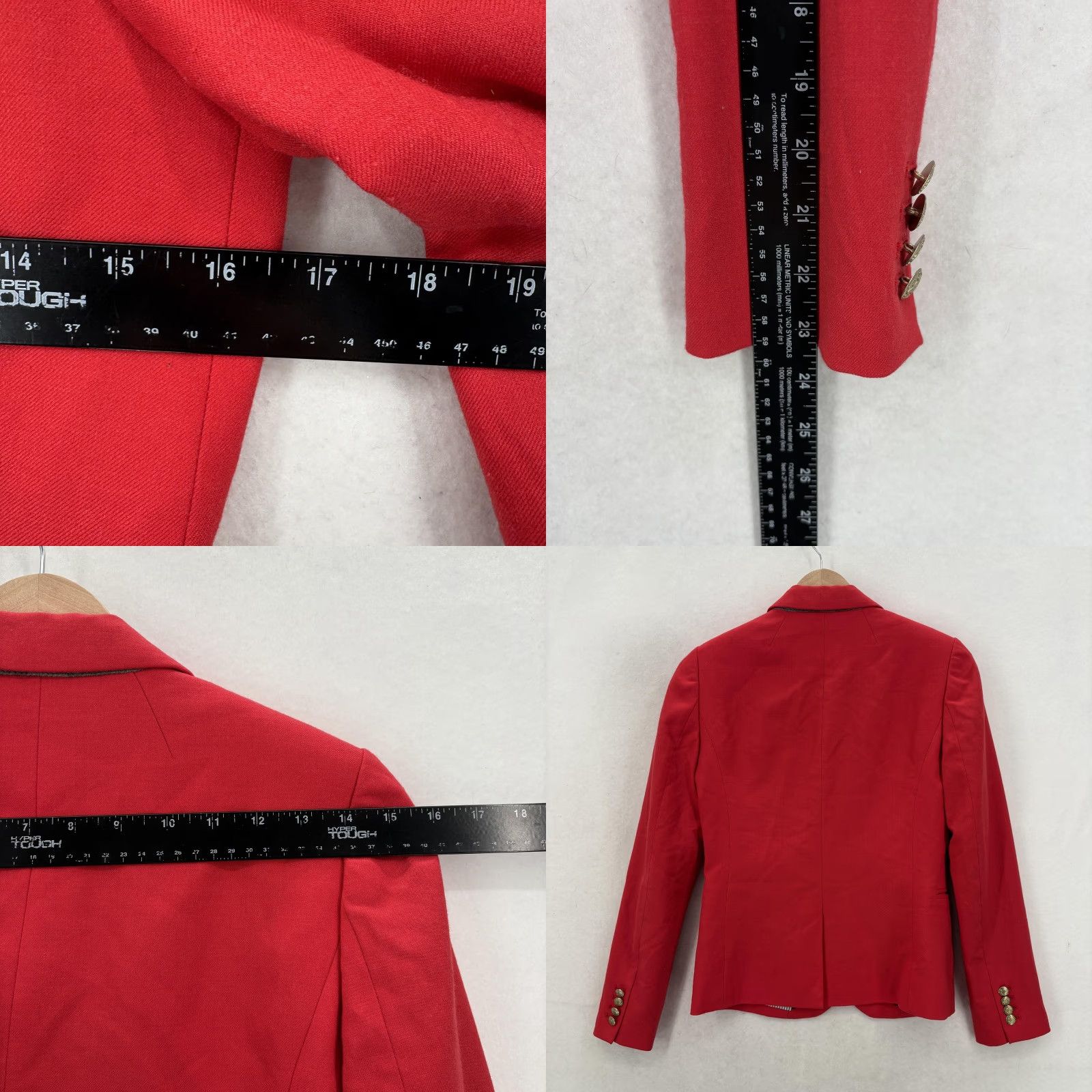 J.Crew J. Crew Blazer Womens 0 Red Wool Blend Two Button Gold Button Jacket Size XS / US 0-2 / IT 36-38 - 8 Thumbnail
