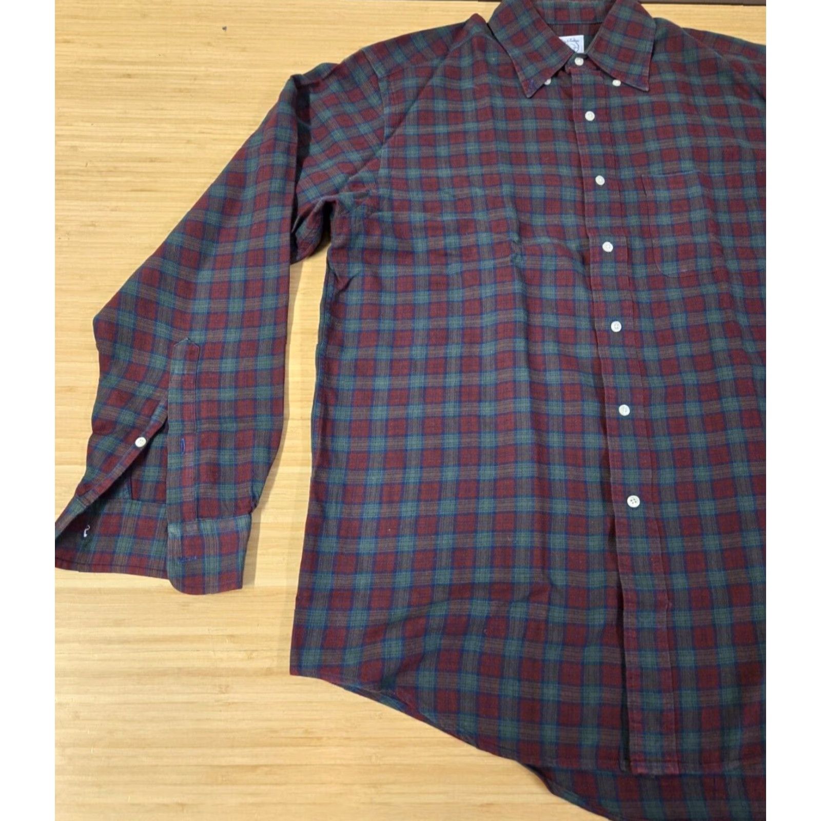 Brooks Brothers VINTAGE Brooks Brothers Flannel Shirt Men's M Red Maroon Plaid Sport Shirt Size US M / EU 48-50 / 2 - 3 Thumbnail