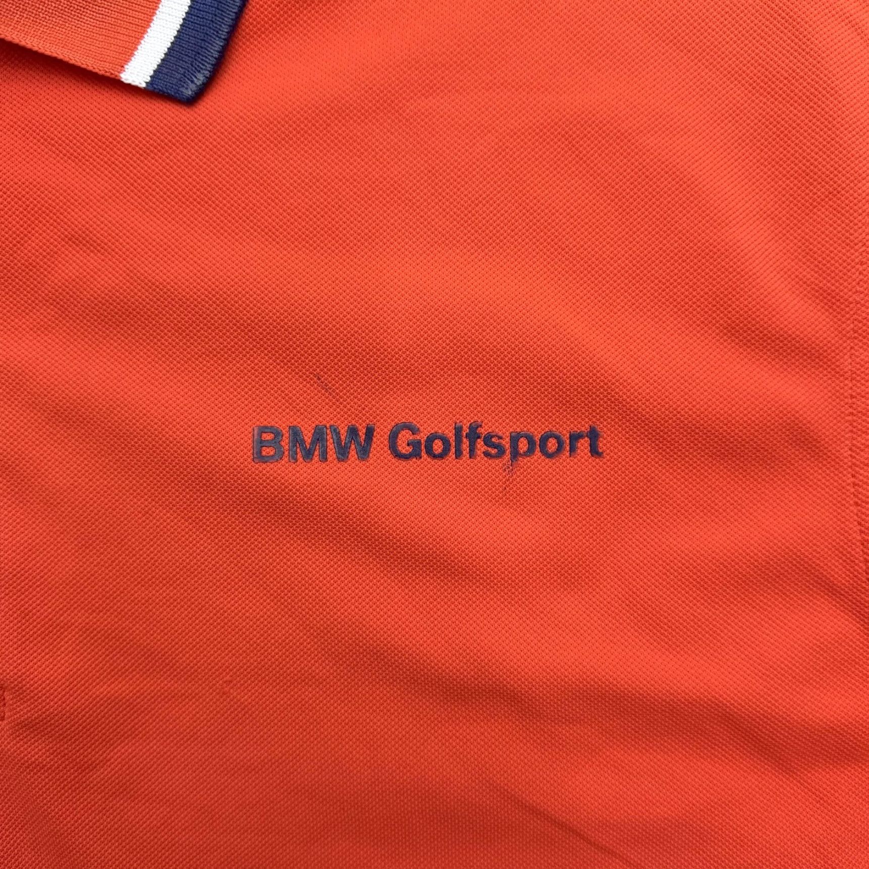 BMW VINTAGE: No BMW Golfsport Polo Shirt Mens XL Orange Golf Striped Collar Logo Performance Size US XL / EU 56 / 4 - 3 Thumbnail